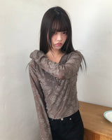 Beden Lace V-Neck Long Sleeve T-Shirt