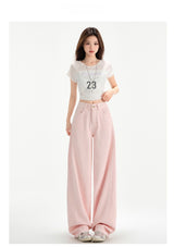 Cherry Blossom Pink Wide Leg Lyocell Denim Jeans