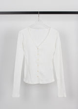RIBBED V-NECK CARDIGAN