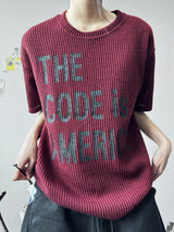 Cody Unai Big Letter Semi-Cropped Ribbed Knit T-Shirt 3color