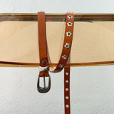Orange Flower Leather Belt