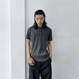 Faded Ribbed Henley Shirt