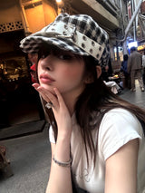 Check tweed beret