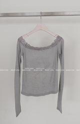 ローズレースオフショルダーTシャツ