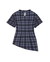プレイドスモッキングTシャツ _ パープル