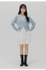 ソフト ストライプド ニット カーディガン (LIGHT BLUE)