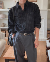 Roden Corduroy Striped Rivet Shirt