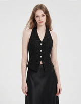 [PRE-FALL] [ATELIER] ジェーン ツイード ジュエルポイント ホルターネックベスト ブラック