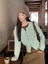 Mint Brown Layered Cardigan Knitwear