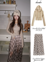 Long Check Chiffon Sharalla Skirt