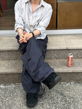 MOS Washed Buckle Wide Pants 4C