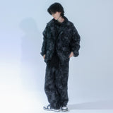 tie-dye wide cargo pants_black
