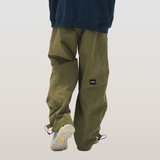 RELABEL 23AW マルチカラーデコンストラクテッドドローストリングワイドレッグプリーツパラトルーパーパンツ