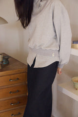 U-neck crop sweatshirt / Melange