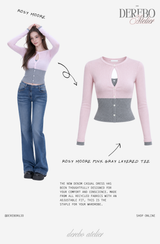 Rosy Moore Pink Gray Layered Tee