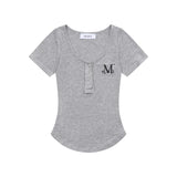 ハリングシグネチャーロゴスナップボタンUネックハーフT (3COLOR)