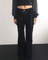 Stud belt boots cut pants