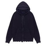 Sserpe Destroyed Cotton Knit Hoodie Zip Up Deep Purple