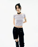 Detachable Button Denim Pants / Black