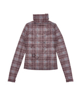 CシースルーチェックTシャツ_レッド
