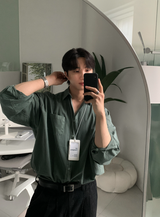 Glass Pigment Basic Cotton Shirt