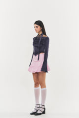 Balloon-fit Cotton Mini Skirt Barbie pink