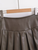 leather pleated pants mini skirt