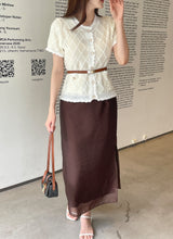 Corinne Layered Chiffon Slit Maxi Long Skirt