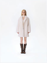 13DE MARZO Bear Fuzzy Long Coat Beige