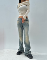 (SOFT-FIT/FALL EFFORTLESS CHIC) ソフトロングスリムボディシャーピングオフショルダーニット