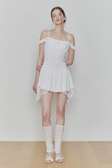 ペタルラッフルドレス white