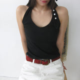 Button-up halter neck top