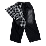 check layer denim pants