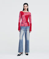 Elemental Motif Patchwork T-shirt _ RED