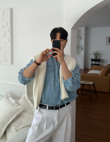  Beleries Simple Henry Neck Overfit Knit