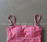 Gobang Checkered Cover-Up Backless Bikini