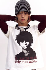 ユニセックス ヒューマンプリントクロップTシャツ (ホワイト)