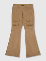 Curved Cargo Flare Pants (Beige)