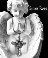 Silver Rose Cross Necklace