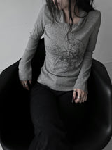 melt drape neck slim T (3color)