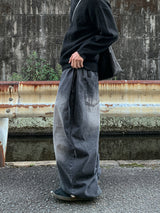 Side tuck big wide balloon denim