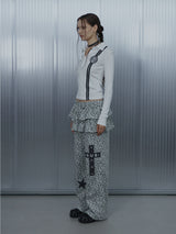 FRILL LEOPARD PRINT PANTS / GREY_P