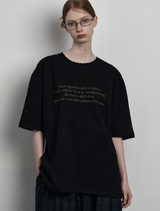 [mnem] オリーブプリントのオーバーサイズTシャツ(black)