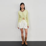 DOUBLE LAYERS KNIT CARDIGAN(LEMON)