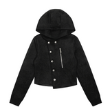 Noir Black Hood Jacket