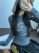 ロビン🤍プリンティングレザータトゥーロングスリーブTシャツ🩶🖤🤍3カラー