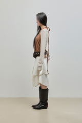 Halter-Tie Suede Apron_Brown