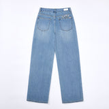  2ND REORDER BUKAY EMBROIDERY SLIM WIDE DENIM PANTS code 25102