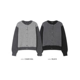 Layered wool knit cardigan(Black)