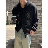 [Unisex] Argyle pattern half neck cardigan(2color)